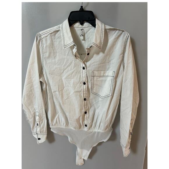 Free People Power Move White Button Up Shirt - Small - Picture 2 of 4